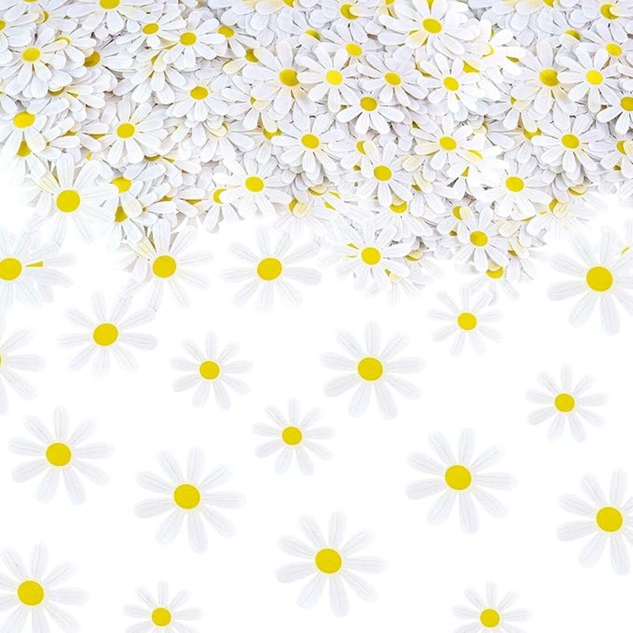 250 Pack White Daisy Confetti – Small Silk/Paper Flower Table Scatter for Daisy Baby Shower & Boho Birthday – Wildflower Theme Wedding & Bridal Shower Decorations – Groovy One Birthday Party Supplies – Spring Floral Table Sprinkles